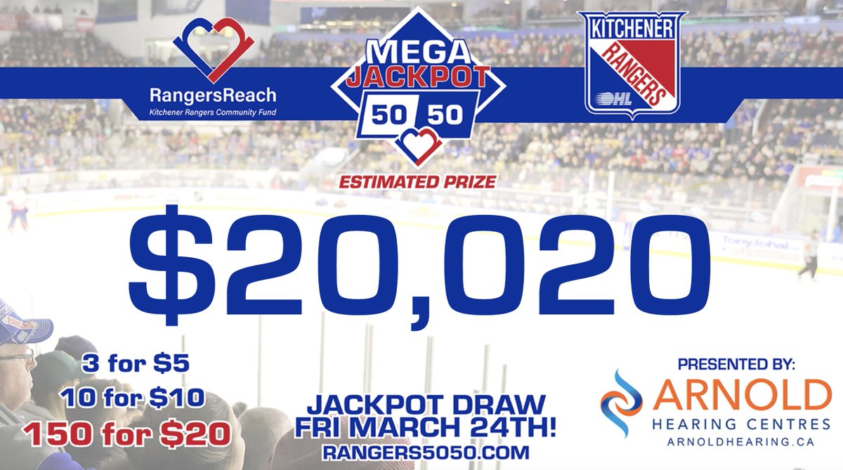 RangersReachWR's tweet photo. 🚨👀Did we tell you or did we tell you 👀🚨

The #RangersReachWR MEGA JACKPOT has officially surpassed $20,000! 

Buy your tickets now for a chance at this growing prize, plus an early bird today at 5pm! 

🎟️ https://t.co/yjaDIc4slq

Presented by @ArnoldHearing https://t.co/NtuhC8j93r