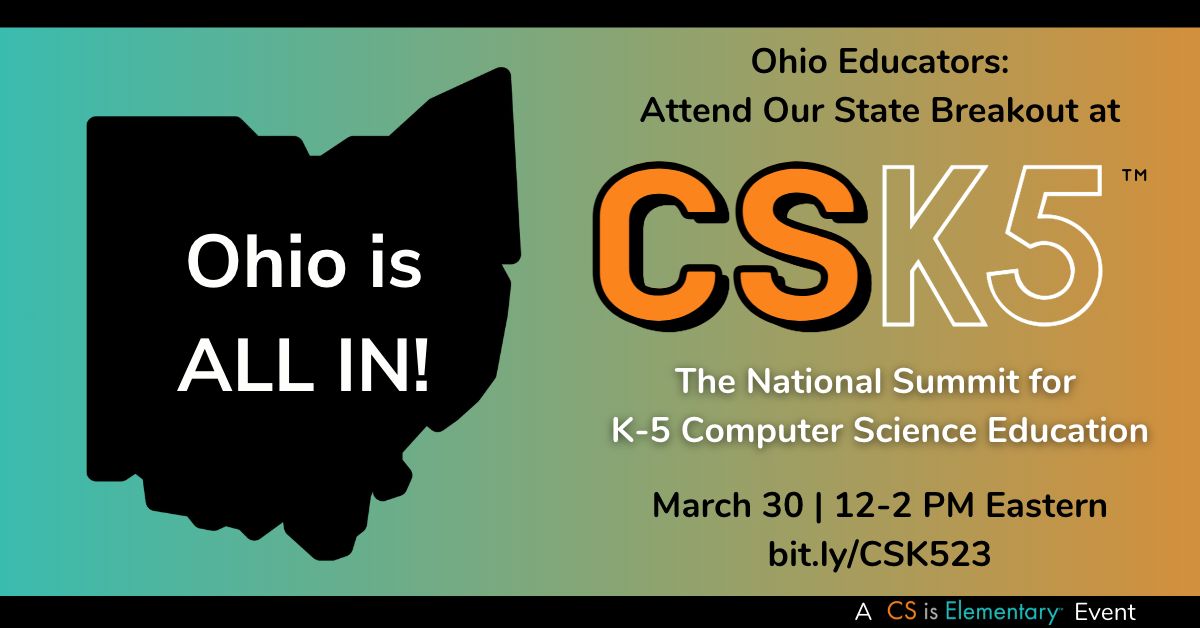 techcorpsus's tweet image. Join us for the National Summit for K-5 Computer Science Education. Learn more and register at ow.ly/hJIN50N8I9X
#computerscience #CSK5 #techcorps #CUTOUT4CS @Connect2TLC #TLCPD
