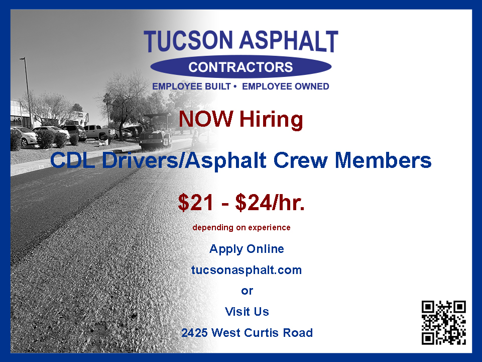 TucsonAsphalt's tweet photo. We're hiring again as growth continues. Come join our amazing Team with a great work culture and fantastic benefits.
#employeebuilt #employeeowned https://t.co/FdLRoXRNg0