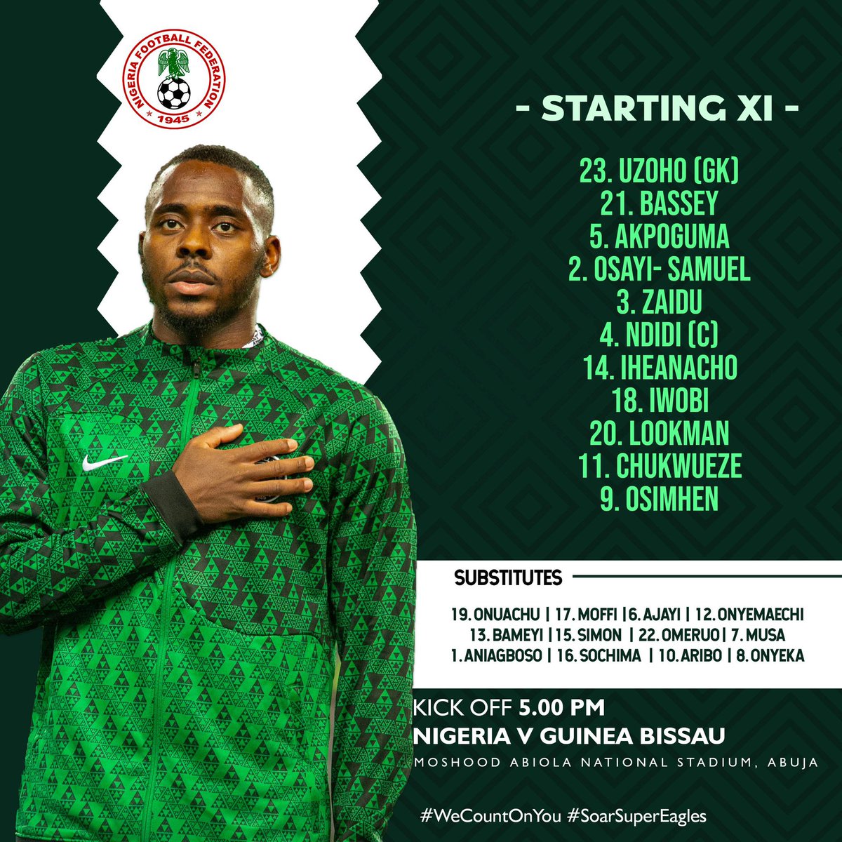 King of the South on Twitter: "RT @Mbahdeyforyou: Super Eagles starting