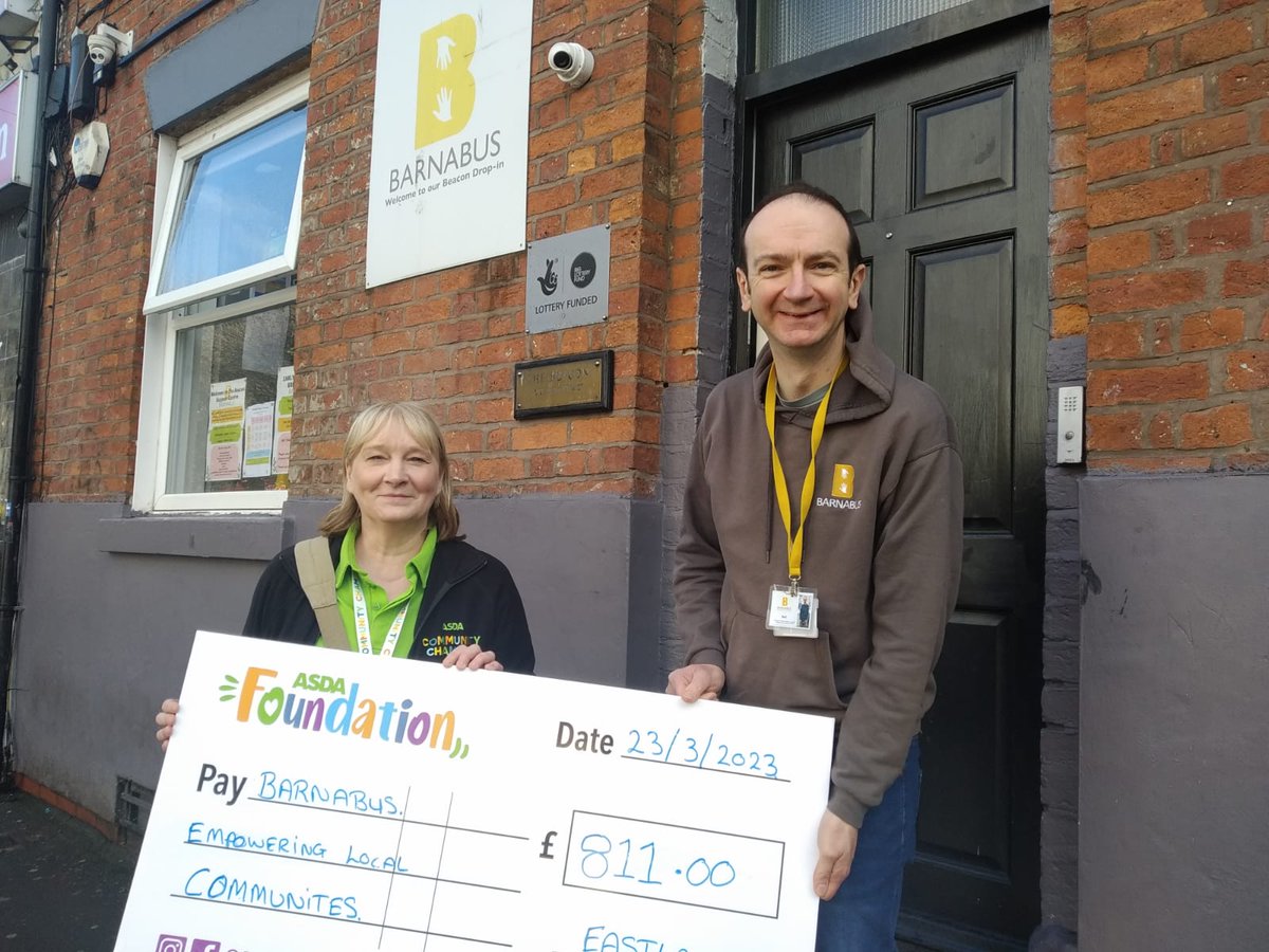 A huge thank you to Asda Eastlands and <a href="/AsdaFoundation/">Asda Foundation</a> for their incredibly kind grant of £811 to support our work helping people out of homelessness and into homes of their own and lives away from the streets

#homeless #charity #manchester