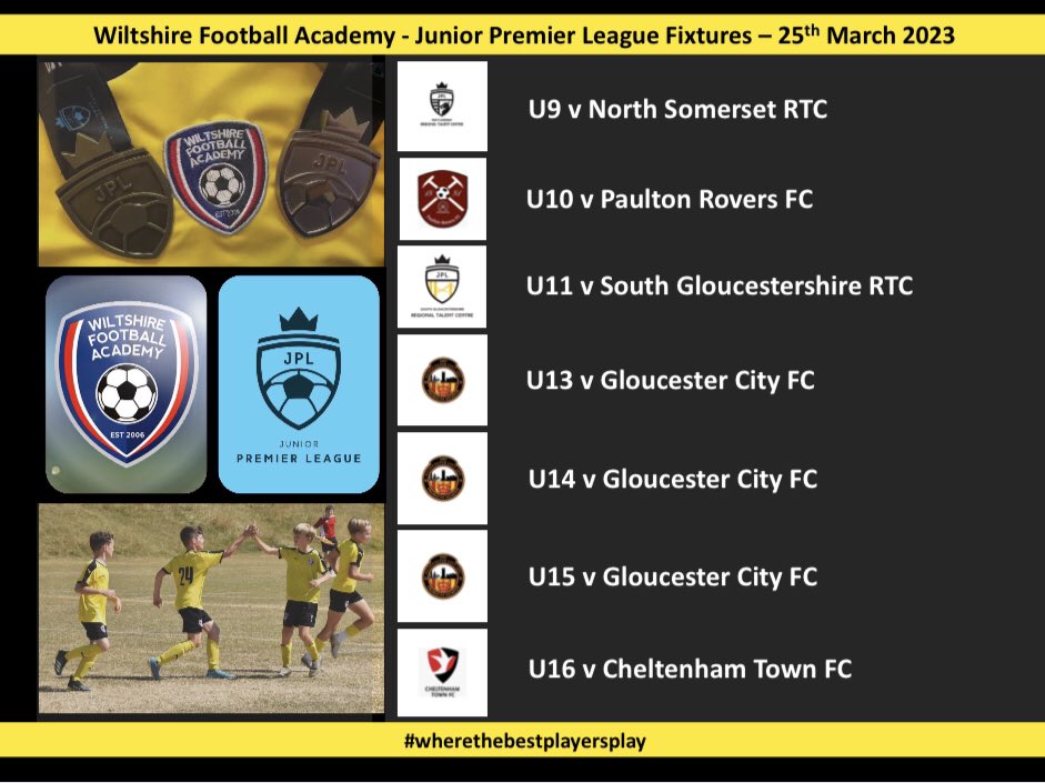 Looking forward to another day of high standard football in @jpluk…..good luck to our @WiltsFCAcademy teams⚽️🟡⚫️

#wiltshirefootballacademy
#wherethebestplayersplay