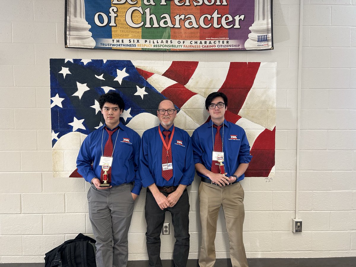 Congratulations to the students that placed at TSA's 2023 Regional Valley Fair! Camey Pinkley won 2nd place in Photographic Technology, Kyla Horton placed 4th in Photographic Technology, and Nathaniel Lascano and Eric Brown won 3rd place, as a team, for Structural Engineering.