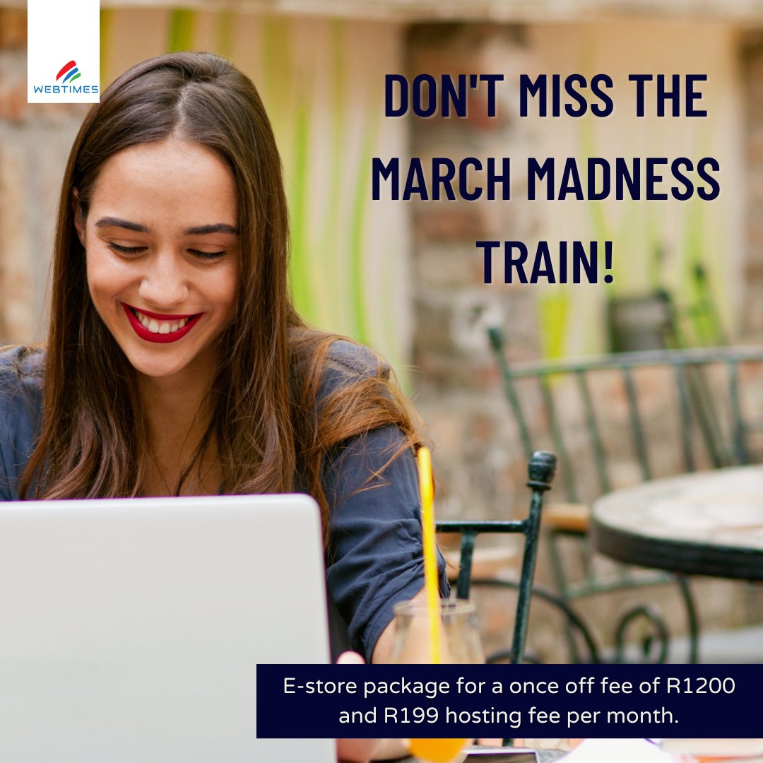 Get on board the March madness train! 😄
Sign up for our E-store package for a once off fee of only R1200 and R199 hosting fee per month. 

Contact us:
📧iwantone@webtimes.co.za
📞+27 72 054 8568

.
.
.
#joburg #southafrica #website #eccommerce #localislekker