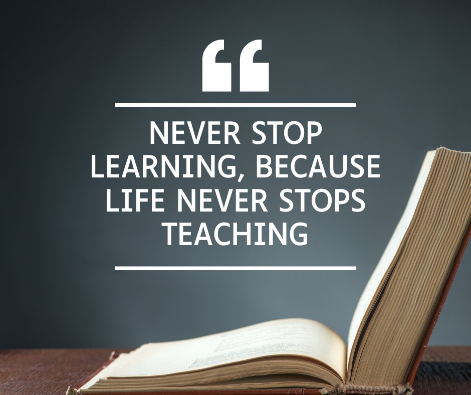 "Never stop learning, because life never stops teaching" - Unknown 

#quote #quotes #fridaythought #fridayfeeling #fridaythoughts #motivation #fridayvibes #fridaymotivation #fridaymorning