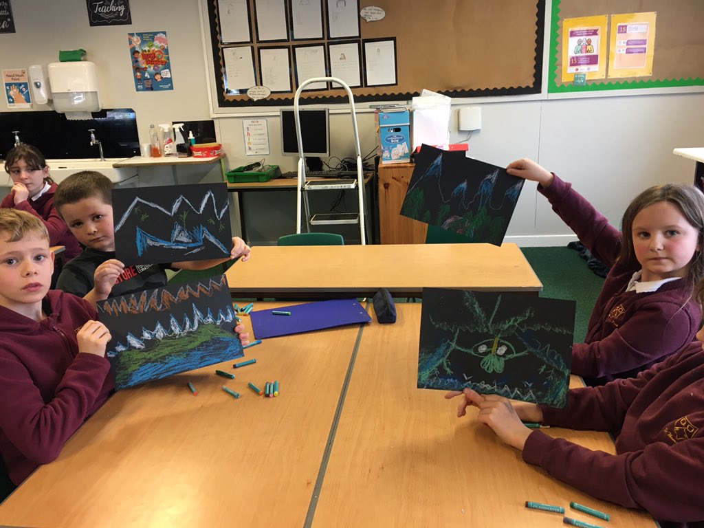 Inspired by our trip to see @RNSO Once Upon A tune with <a href="/mrjamesmayhew/">James Mayhew</a> we listened to  Hall of the mountain king and created these #onceuponatune #creativity