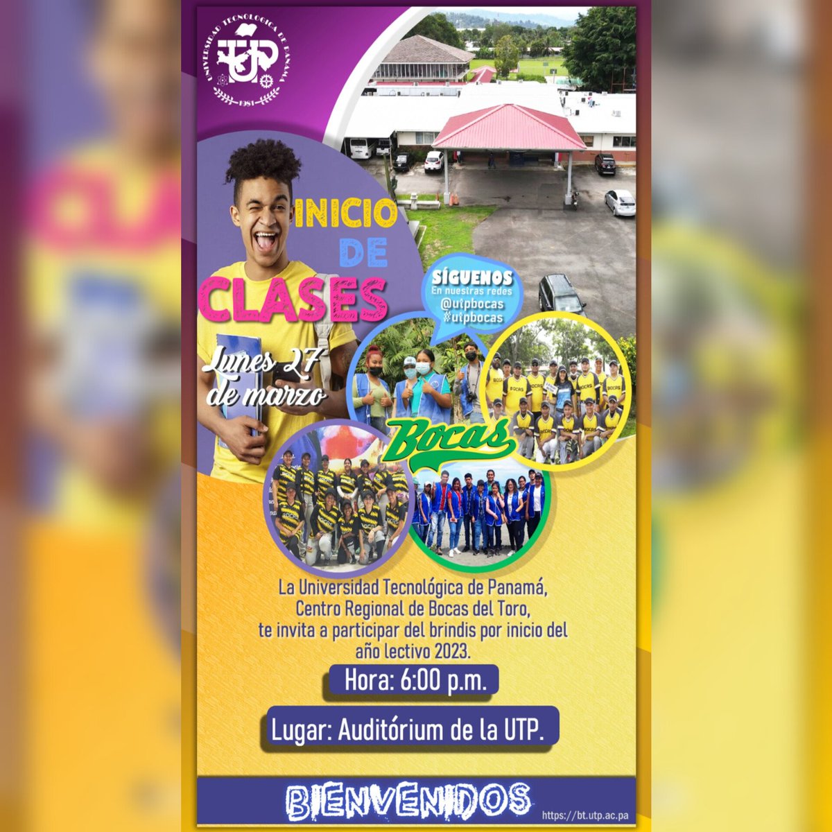 UTPBocas1's tweet photo. Los esperamos el lunes chicos.
¡Feliz regreso a clases!
🕒 06:00 PM
📍 Auditorio del Centro
#UTPBocas #FamiliaUTP #SomosUTP
@utppanama https://t.co/DewvWM1qJP
