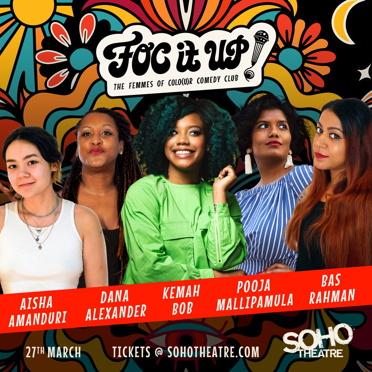 focitupcomedy's tweet photo. Feeling blessed that we get to bring a FOC-ing stunner of a line-up to you on Monday, with...

✨@kemahbob  ✨@BasRahman1987 ✨@Comediandana ✨@Aishaamanduri ✨@PoojaSomething 

gracing the @sohotheatre stage. #FridayFeeling 

Get your tickets 🎟️ here: https://t.co/UI2X9IfkQt https://t.co/3PPaRwFi3P