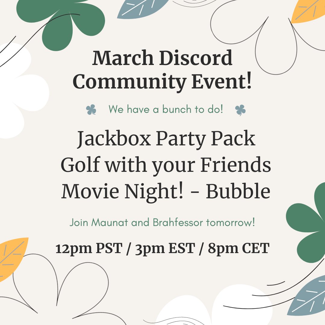 TeamEchoTV's tweet photo. Join Brahfessor &amp; Maunat for this months Discord community event! The shenanigans start Tomorrow 12pm PST / 3pm EST / 8pm CET #echotv #teamechotv #communityevent #discord https://t.co/fePgMb17PZ