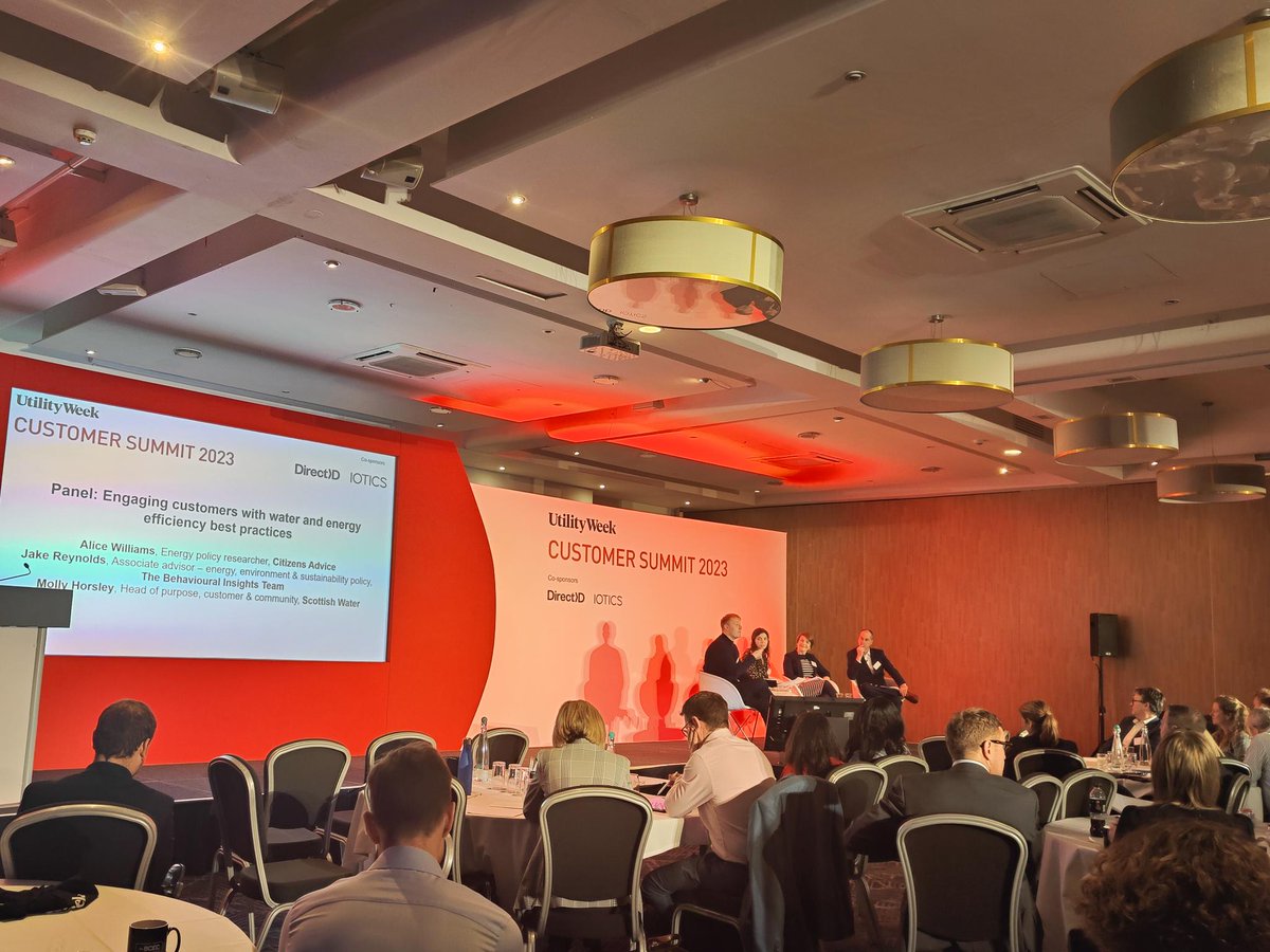 AliceWilliamsCA's tweet photo. Highlight from the week: speaking @UtilityWeek on engaging vulnerable consumers with energy efficiency. Great to be on a panel with @scottish_water 's Molly Horsley and (coincidentally) my old friend Jake Reynolds. https://t.co/13qfWEUGiI