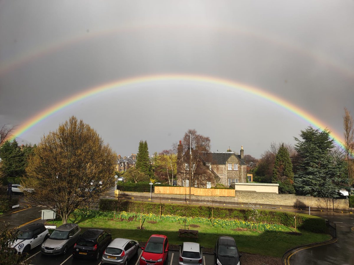 Absolutely stunning double rainbow view from my office today! <a href="/SchoolOfEng_UoE/">School of Engineering</a>