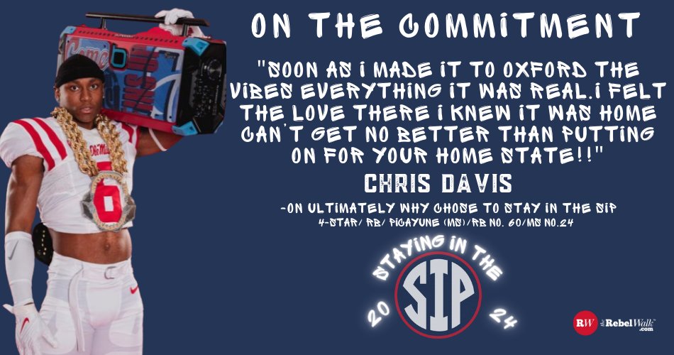 LeeAnnHerringRW's tweet image. What a HUGE in-state commitment for the Rebs. 4🌟 RB @_chrisss1k out Picayune has pledged to stay at home &amp;amp; play for Ole Miss. @TheRebelWalk caught up with Davis following his commitment! We will have the full story later today! #RWRecruiting #StayingInTheSip #PlaymakersClub24