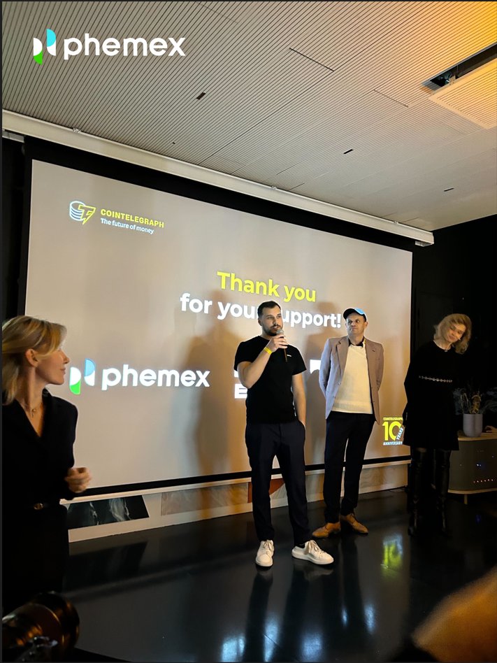 Phemex_official's tweet photo. We visited our friends at @Cointelegraph! Thank you all for coming out for our speech, it was a great time and wonderful things are ahead for the crypto industry! 🙌 🙌 🙌 https://t.co/1Dvg2QdOfW