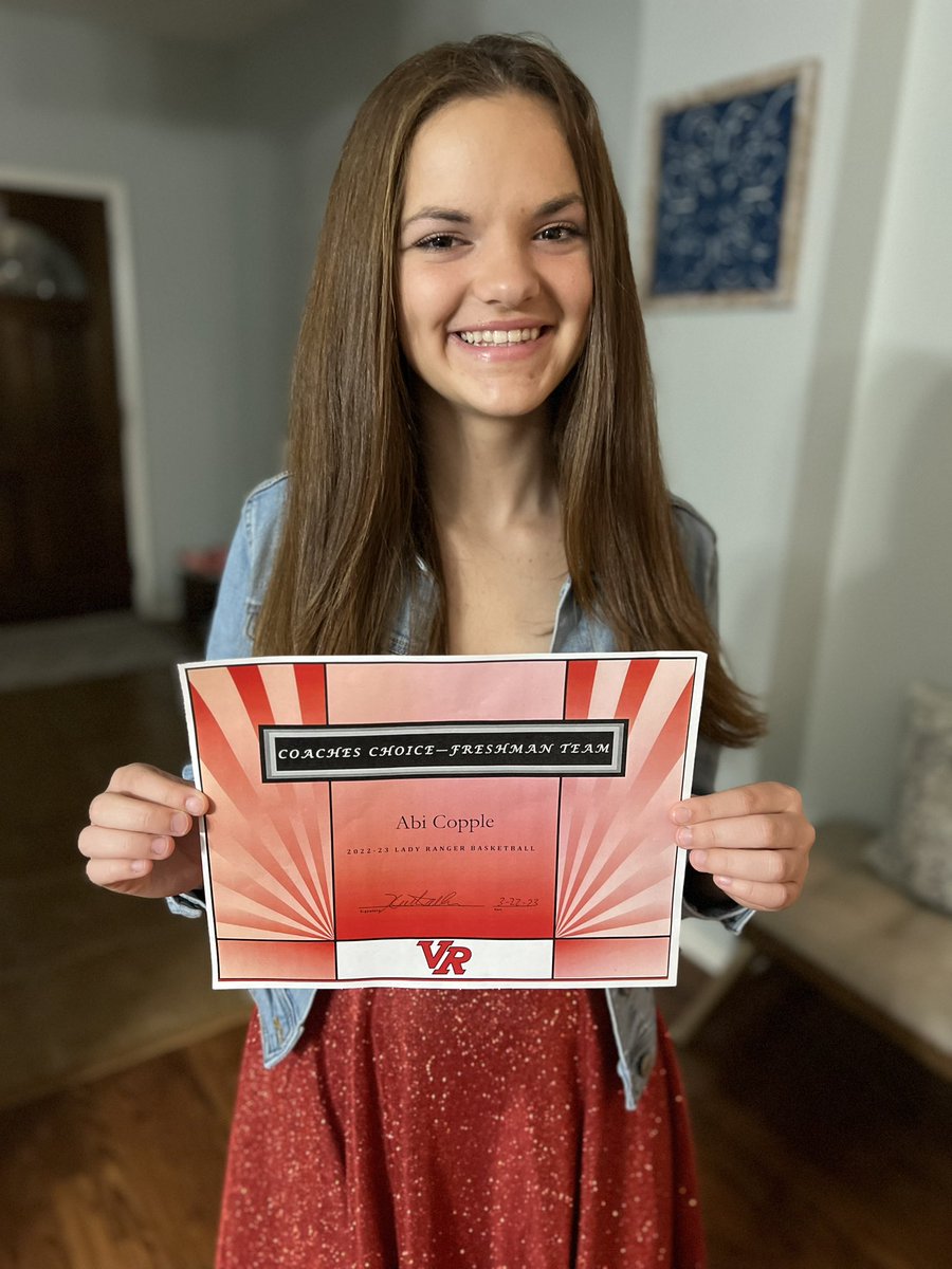 HeyMrsCopple's tweet photo. Academic All-A’s & Coach’s Choice Award - that’s a wrap on Lady Rangers Freshman bball team! Thank you coaches for all the lessons, time spent and heart you put into the girls - we are so thankful! Go Rangers!❤️🖤🏀 #VRHS @LadyRangerBball @LISD_AD @pjohnson_vrhs https://t.co/dLKqHy41vK