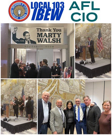 Proud to join so many Labor Leaders from Boston and the country last night in DC to thank our friend Marty Walsh for his decades of dedicated public service &amp; contributions to the Labor Movement! <a href="/IBEW103/">Local 103 IBEW</a> apprentice &amp; <a href="/BldgPathways/">Building Pathways</a> grad Suzy C, rocking her Air Jordans and