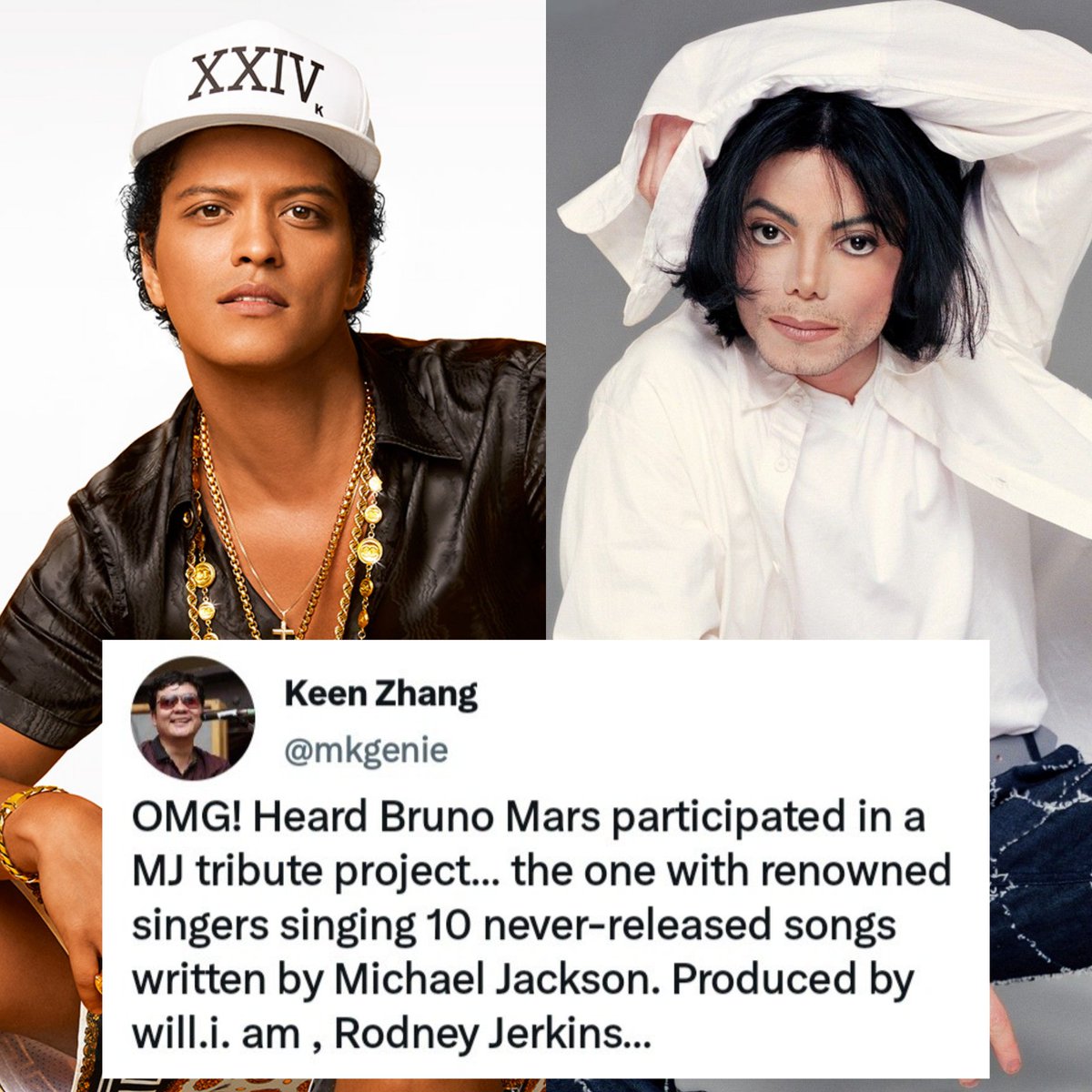 sebasmjjj's tweet photo. RUMOR: Bruno Mars estaría trabajando en un proyecto tributo a Michael Jackson junto a otros cantantes de renombre, como uno de los miembros de BTS. 👇 https://t.co/b4sq3Bq2vC