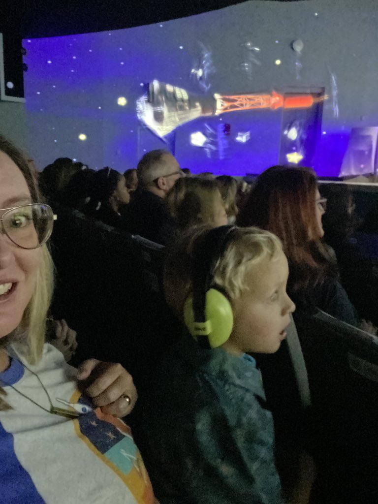 bydanimeyering's tweet photo. No big deal, just sitting DIRECTLY BEHIND Director Charlie Blackwell-Thompson during the premier of #AllSystemsAreGo show about Artemis program @ExploreSpaceKSC starring @Snoopy 🤯 https://t.co/QNIiwUAWQ2