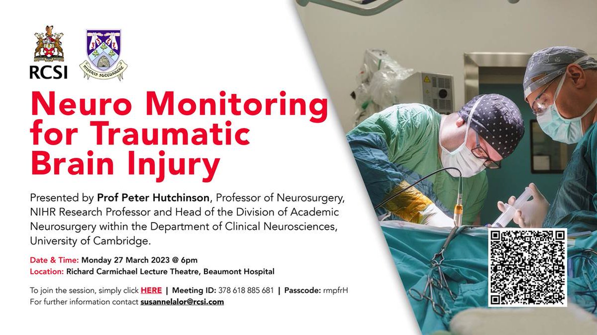 RCSI Anaesthesia and Critical Care (@rcsicritcare) on Twitter photo RCSI & Beaumont Hospital are delighted to host Prof Peter Hutchinson from the University of Cambridge. Prof Hutchinson will deliver a lecture ‘Neuro Monitoring for Traumatic Brain Injury’ on Monday 27th March at 6pm
<a href="/Beaumont_Dublin/">Beaumont Hospital</a> <a href="/RCSI_Irl/">RCSI</a> <a href="/Cambridge_Uni/">Cambridge University</a> <a href="/pja_hutch/">Peter Hutchinson</a> RCSI & Beaumont Hospital are delighted to host Prof Peter Hutchinson from the University of Cambridge. Prof Hutchinson will deliver a lecture ‘Neuro Monitoring for Traumatic Brain Injury’ on Monday 27th March at 6pm
<a href="/Beaumont_Dublin/">Beaumont Hospital</a> <a href="/RCSI_Irl/">RCSI</a> <a href="/Cambridge_Uni/">Cambridge University</a> <a href="/pja_hutch/">Peter Hutchinson</a>