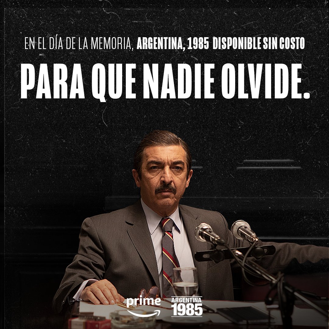 Real Time (@realtimerating) on Twitter photo Durante todo el día de hoy, #Argentina1985 con acceso gratuito desde <a href="/PrimeVideoLat/">Prime Video LATAM</a> #NuncaMas Durante todo el día de hoy, #Argentina1985 con acceso gratuito desde <a href="/PrimeVideoLat/">Prime Video LATAM</a> #NuncaMas