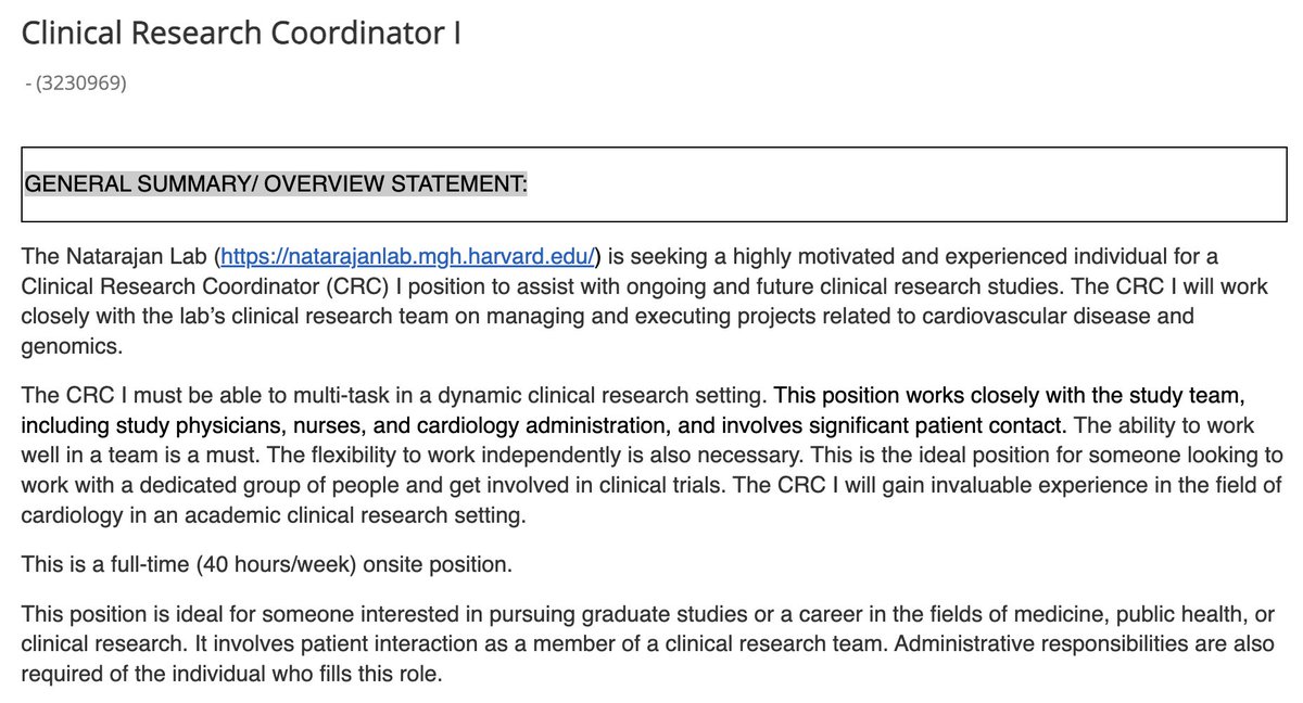 Pradeep Natarajan (@pnatarajanmd) on Twitter photo We've hired some amazing Clinical Research Coordinators to join our team recently, but thanks to new grants, we're hiring more! Please share!
partners.taleo.net/careersection/…
<a href="/MGHHeartHealth/">Mass General Heart</a> <a href="/broadinstitute/">Broad Institute</a> <a href="/harvardmed/">Harvard Medical School</a>
<a href="/kparuchuri/">Kaavya Paruchuri</a> <a href="/mchonig/">Michael Honigberg, MD, MPP</a> @RomitB_MD <a href="/HornsbyWhitney/">Whitney Hornsby</a> @HaidermotaSara We've hired some amazing Clinical Research Coordinators to join our team recently, but thanks to new grants, we're hiring more! Please share!
partners.taleo.net/careersection/…
<a href="/MGHHeartHealth/">Mass General Heart</a> <a href="/broadinstitute/">Broad Institute</a> <a href="/harvardmed/">Harvard Medical School</a>
<a href="/kparuchuri/">Kaavya Paruchuri</a> <a href="/mchonig/">Michael Honigberg, MD, MPP</a> @RomitB_MD <a href="/HornsbyWhitney/">Whitney Hornsby</a> @HaidermotaSara