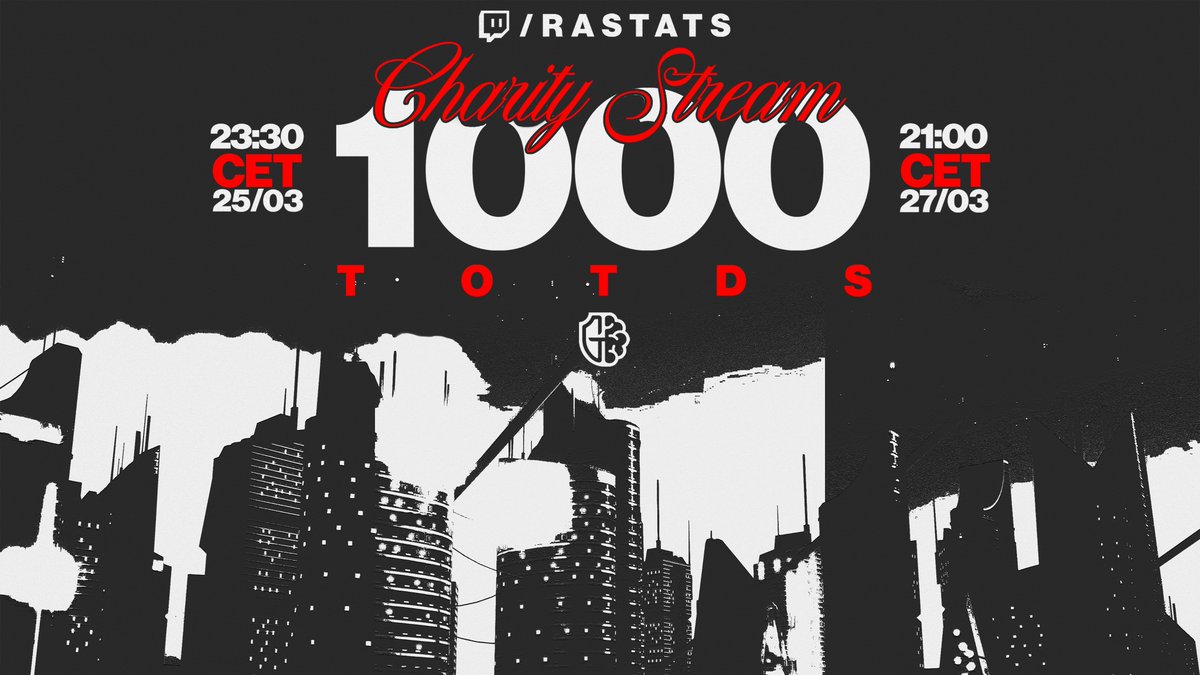 ‣ 1000 Track Of The Days
‣ Finish them all
‣ Saturday at 23:30 CET, 48h stream
‣ Raising money for charity <a href="/GuardiansMH/">Guardians Mental Health</a>
‣ Donation challenges and goals to spice it up
‣ twitch.tv/rastats