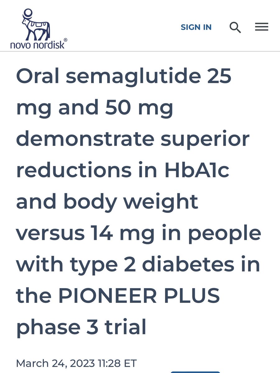 CristobMorales's tweet photo. https://t.co/j6AiiaRIcX Oral semaglutide 25 mg and 50 mg demonstrate superior reductions in HbA1c and body weight versus 14 mg in people with type 2 diabetes in the PIONEER PLUS phase 3 trial @novonordisk https://t.co/5JmpakJyMa