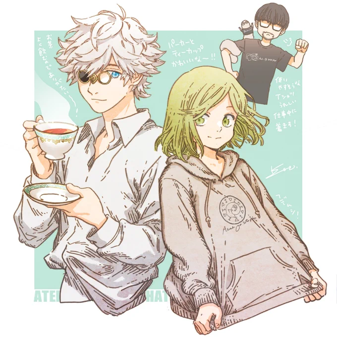 モチーフカップとトレーナーめちゃめちゃかわいいですねシンプルなTシャツも便利そう〜!公式イラストを使った各種グッズはAMUNIBUSさんのサイトで予約受付されているそうです。興味がある方はぜひ!#Δ帽子  