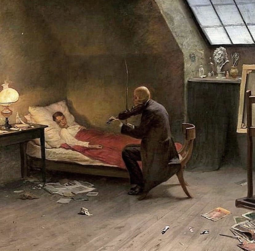 BorgesDefteri's tweet photo. "Ölüm en eski hikayedir ama her insan için yenidir."
- Ivan Turgenev
Eserin adı: Son arkadaş; ölüm ve sanatçı
Ressam: Zygmund Andrzejczewicz (1901) https://t.co/1JC6x018Aa