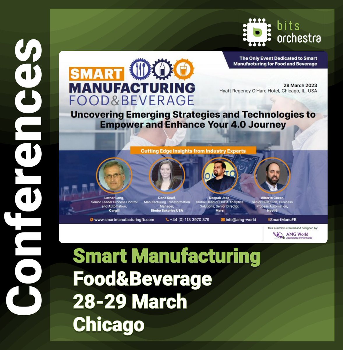 I will visit Smart Manufacturing Food and Beverage Summit in Chicago 28-29 of March 2023. If anyone from my network is interested to meet in Chicago, please, arrange a meeting with me! Let's discuss the possibility of cooperation.

#manufacturing #manufacturingconference #chicago