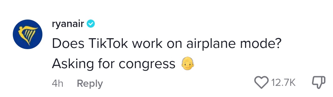 ROA2DCA's tweet photo. @Wendys where's the trolling of Congress even @Ryanair got in on the action https://t.co/rAcmi3YJSD