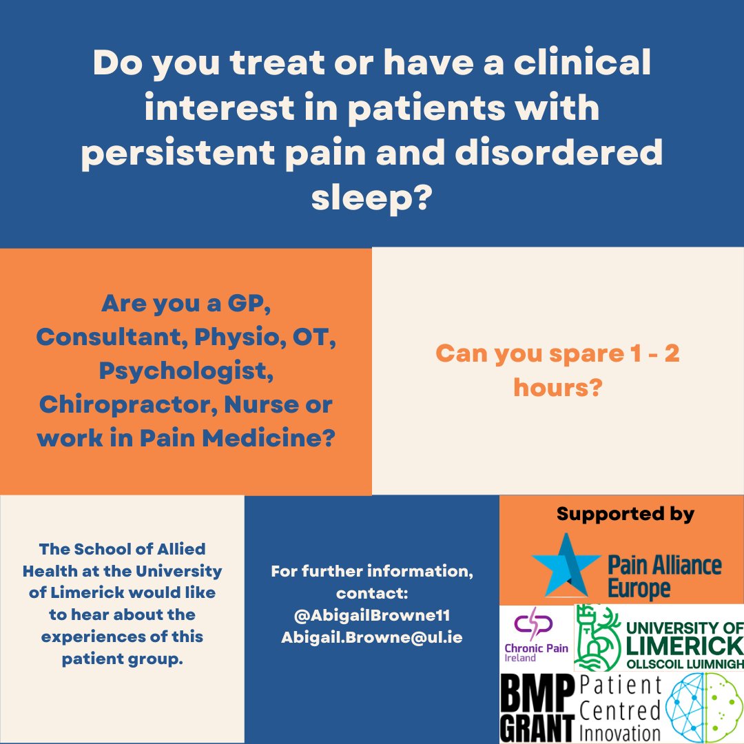 AbigailBrowne11's tweet photo. Calling clinicians everywhere. We would be grateful if you could spare 1-2 hours. PM for details. @kieranosull @roisinc1 @ChronicPainIRL @bmp_grant @pain_europe https://t.co/DspPelGo61