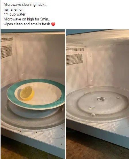 How didn't I know that sooner?! Cleaning my microwave has never been easier - just fill a microwave-safe bowl with water and lemon slices, microwave for a few minutes, then wipe away the grime and grease with ease 🍋🧼 #microwavehack #cleaningtips #homecleaning 🏠👍