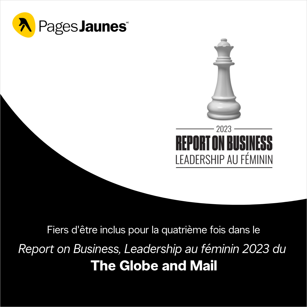 Pages_Jaunes's tweet photo. Fier d'être inclus dans le Report on Business Leadership au féminin 2023 du @globeandmail

Cette référence éditoriale annuelle identifie les entreprises canadiennes qui affichent le plus haut degré de diversité des genres parmi les cadres supérieurs. 

#ROBWomenLeadHere https://t.co/3N47IuTyQZ