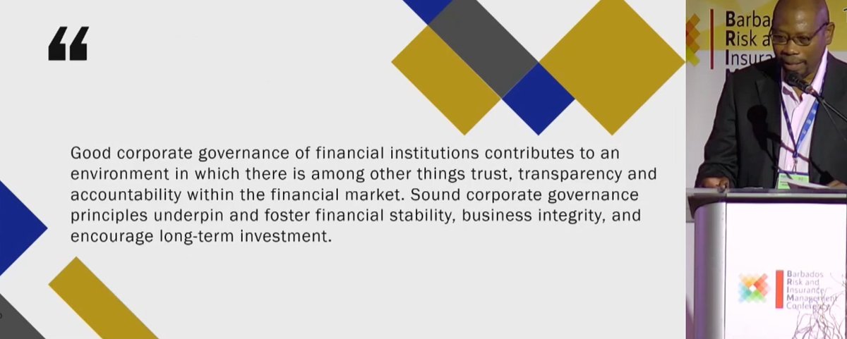 Day 2 of #BRIM2023 started with Barbados Regulatory Updates. CEO of the Barbados Financial Services Commission, Mr. Warrick Ward, underscored the importance of corporate governance.