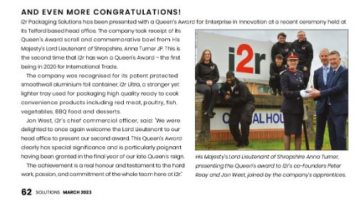 Nice spot in Packaging Solutions this month! Check it out on p.62 - indd.adobe.com/view/d584983a-… #Queensaward #Innovation #Teamwork