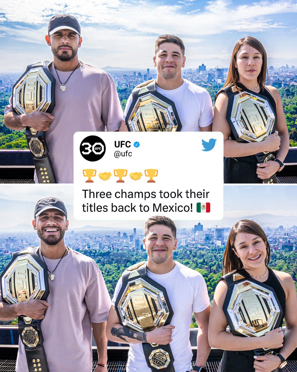 espnmma's tweet photo. Nothing like bringing the belts home 🇲🇽

(📸 @ufc) https://t.co/zIunWaPY0r