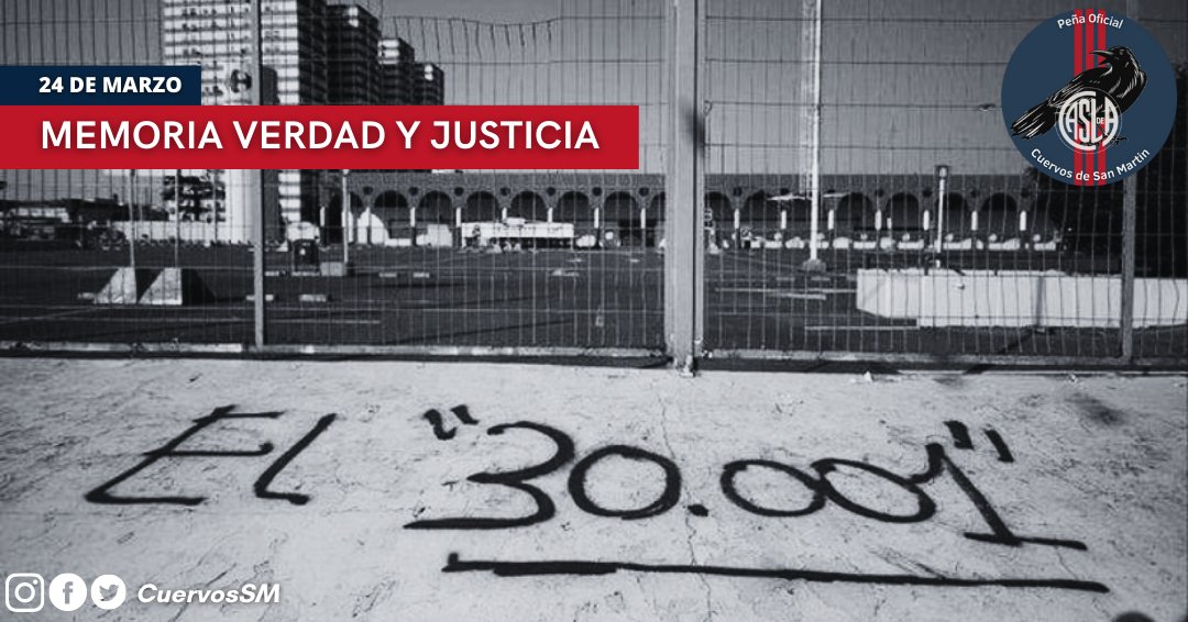 Un pueblo con memoria es democracia para siempre

Nunca Más

#Cultura 
#MemoriaVerdadyJusticia
#CuervosdeSanMartín 
<a href="/PeniasCASLA/">Dpto. de Peñas CASLA</a>