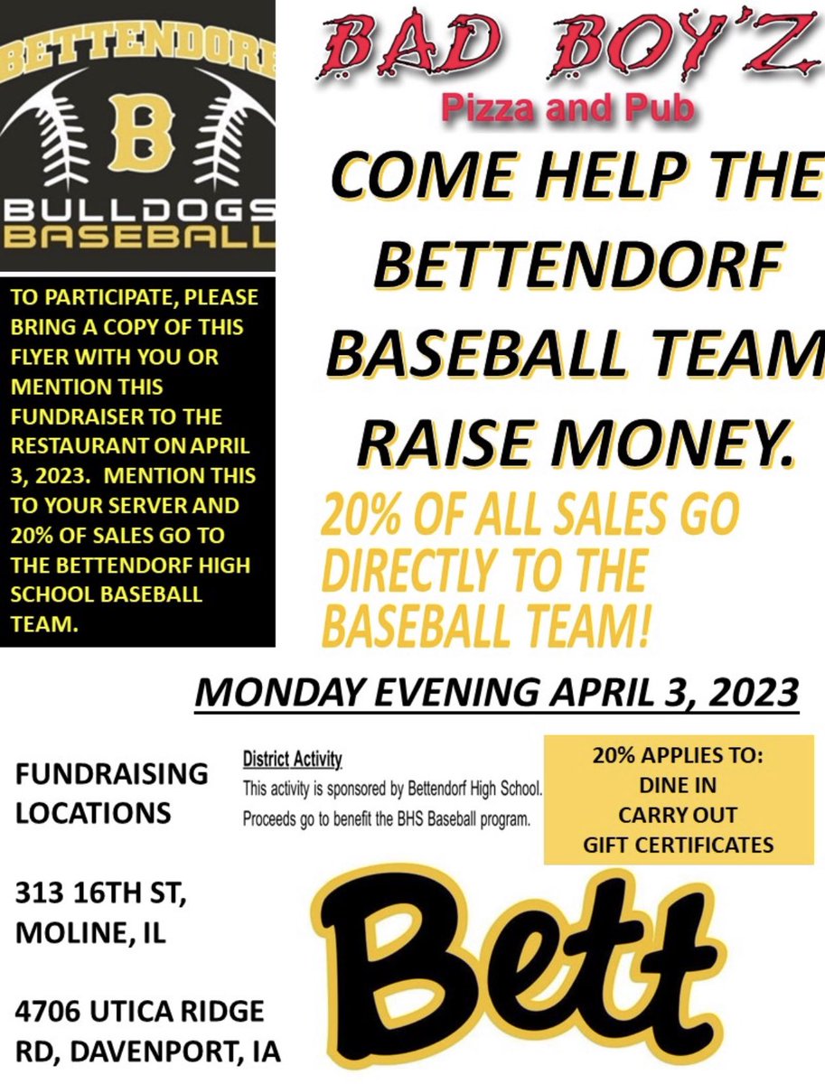 BettBaseball1's tweet photo. Come support BHS Baseball!
#BullDogPride https://t.co/FCpwC7I70j