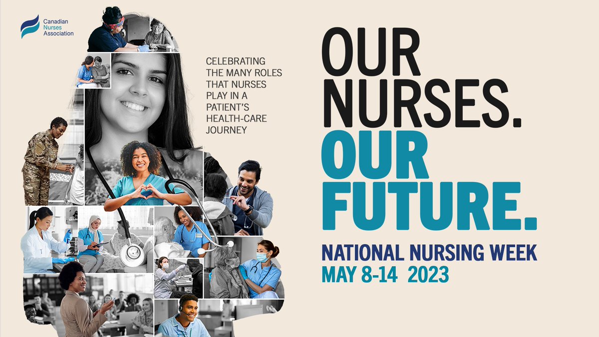 Mark your calendars: National Nursing Week is May 8-14!  

The theme is “Our Nurses. Our Future.” 
Visit our website to download a digital poster and social media images. 

Celebrate with us! 
cna-aiic.ca/nationalnursin…

#CNA2023 #OurNursesOurFuture #IND2023