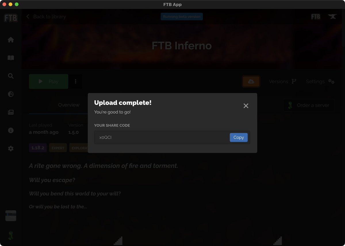 FTB_Team's tweet photo. Did you know you can share instances with your friends in the FTB App? โ๏ธ
Simply open your instance, press the three dots next to the play button and press โShare instanceโ .. it's as easy as that! ๐
#FTB #Minecraft #FTBApp #minecrafthjava https://t.co/fql3SUIOAx