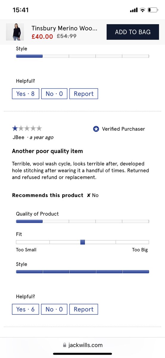 katesimms75's tweet photo. @JackWills all these reviews on the first page and yet you still make people pay to return and then tell them no! That’s so wrong! https://t.co/qRb5xVKuP5