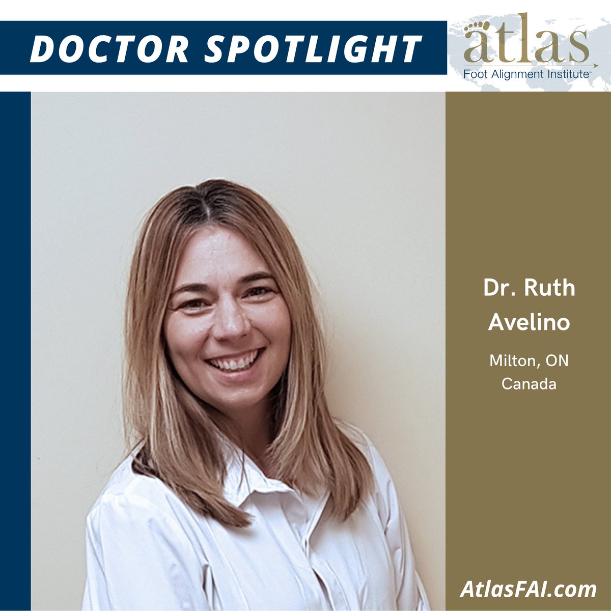 This week's Doctor Spotlight is on Dr. Avelino from our Burlington, Ontario office in Canada!
Call Dr. Avelino, DPM and her team at 905-631-8423. 📞
Or schedule an appointment online. bit.ly/2O9OwMz
#atlasfai #heelpain #plantarfasciitis #flatfeet #ontario #canada