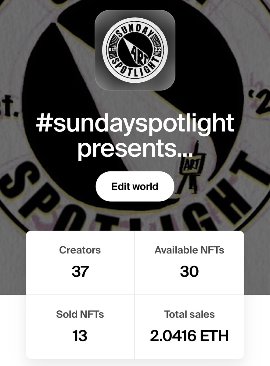 recruiting the next five artists for #sundayspotlight world on <a href="/foundation/">Foundation 🌐</a>.

0% curation fee. over 2eth of sales made so far.

want to join?

- must have less than 2000 followers on twitter.

leave a comment with your art below to apply.