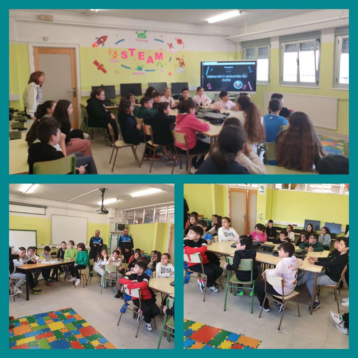 ceipseveriano's tweet image. Nuestros alumnos de 5º y 6º de Ed. Primaria aprendemos a convivir siendo mediadores y ayudantes de patio, con la ayuda de la Policía Local.
@PL_Bracamonte👮🏻‍♀️👮‍♂️🚔#AgenteTutor #mediadoresdepatio #ayudantesdepatio

👧👦👧🏽👦👦🏼 🧒🏻