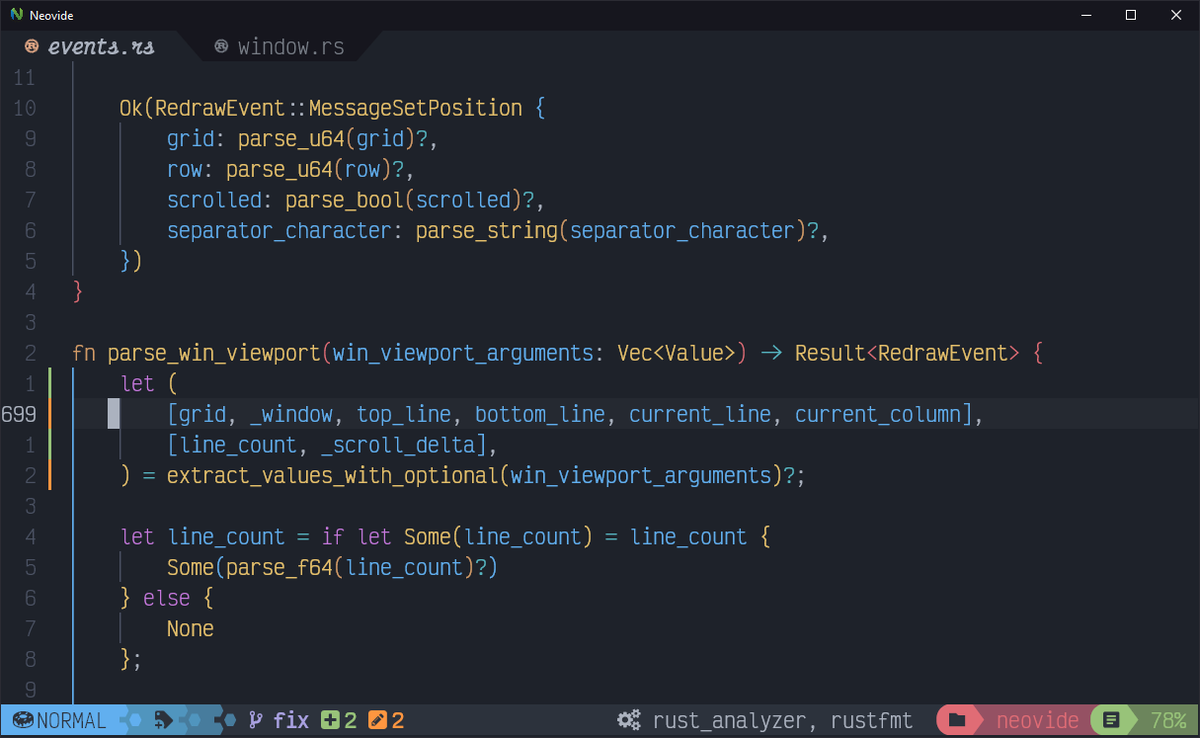 Feature Friday: A-Lamia in the #astronvim community has been putting AstroNvim's extensible astronvim.status API through it's paces to make some very cool custom Heirline tabbar and statusline! His custom color engine is able to support any colorscheme! 🤯
github.com/A-Lamia/AstroN…