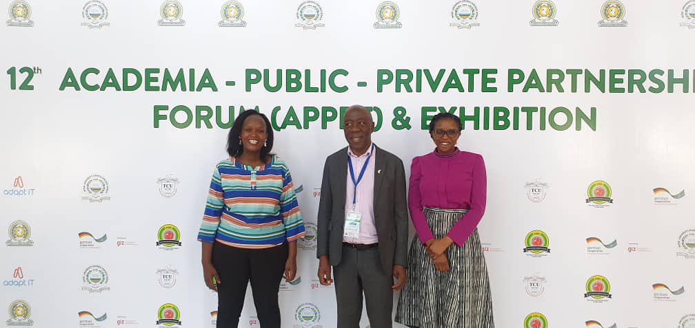 RIFMakerere's tweet photo. We are represebted by Gloria Naggayi, Research Support Officer and Grace Ruto, Engagement Officer. At the 12th Academia-Public-Private Partnership Forum and Exhibition is Prof. H . Arinaitwe, Makerere University’s Ag. Deputy Vice Chancellor - Finance and Administration #APPPF https://t.co/VepyS9EpRw