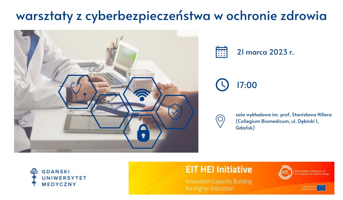 GUMedGdansk's tweet photo. Technologie jako możliwości i wyzwania będą tematem kolejnego spotkania organizowanego przez #GUMed w ramach projektu #InnovAId. Wykład "Cryptogenesis – The origins, interfaces and implications of Cyber Security in Healthcarer" poprowadzi @JMMatchett. 👉https://t.co/lCXF9sHO1J https://t.co/KUC2pu4Tmw