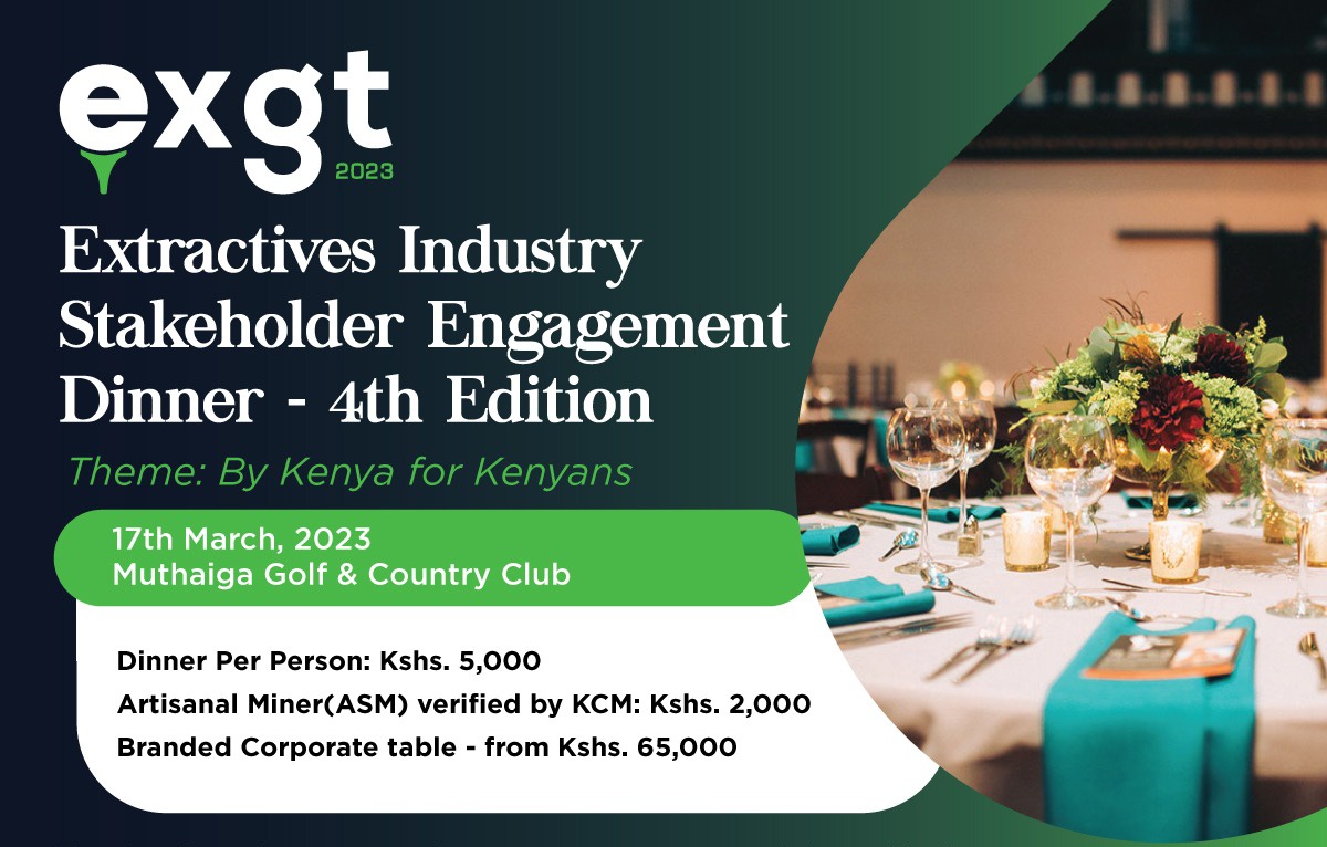 tenistore's tweet photo. We are excited to welcome you to today's Extractives Industry Engagement Dinner. 

Karibu. Let's talk #InvestinginMining, #energytransition #ESG.

📍Muthaiga Golf Club
@psmining_ke @MiBeMa_2022 @aweik_ke @BaseTitanium @TsavOil @SPE_KU @KenChamberMines @MineralRightsKE https://t.co/r1SQmmwQTl