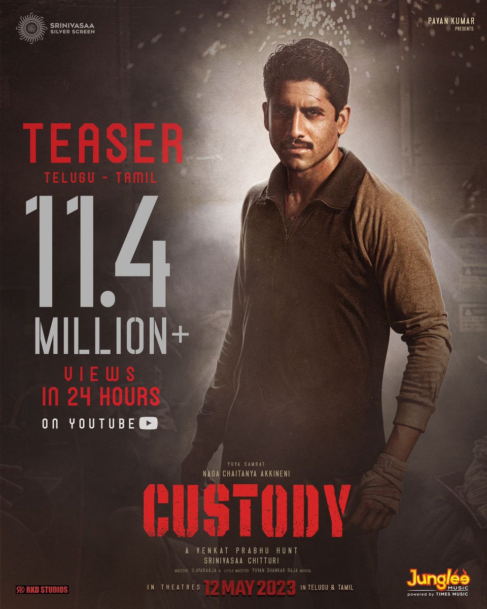 Thank you all for the amazing response ! #CustodyTeaser #Custody #CustodyOnMay12                            Telugu : youtu.be/Tum_ZtCx_0o Tamil : youtu.be/4QLgL7QERxQ