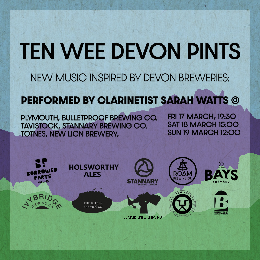 Nuschmeichs's tweet photo. It's game day! The first Ten Wee Devon Pints concert will see the world premiere of TEN new pieces for clarinet. At a brewery. Tonight at 7.30 pm 😱🍺🎼 https://t.co/omV6mKRlKr